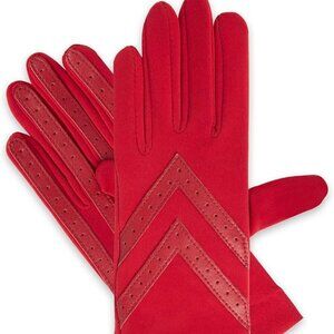 Isotoner women's Water Repellent Touchscreen Spandex Shortie Red Gloves S/M